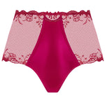 'Splendeur Soie' Raspberry Pink Silk High-Waisted Shorty, by Lise Charmel (pack shot, front view).