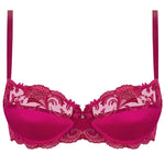 'Splendeur Soie' Raspberry Pink Silk Half Cup Bra, by Lise Charmel (pack shot, front view).