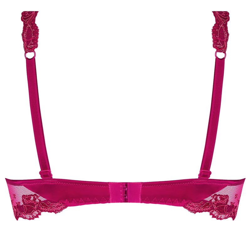 'Splendeur Soie' Raspberry Pink Silk Full Cup Bra, by Lise Charmel (pack shot, back view).