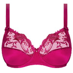 'Splendeur Soie' Raspberry Pink Silk 3-Part Full Cup Bra, by Lise Charmel (pack shot, front view).