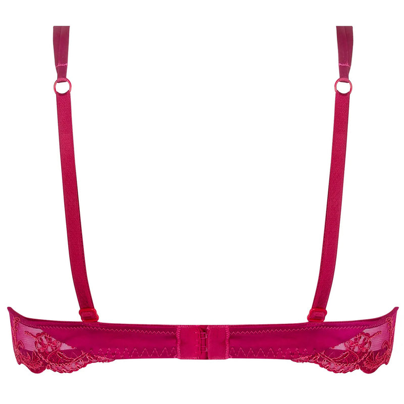 'Splendeur Soie' Raspberry Pink Silk Padded Plunge Bra, by Lise Charmel (pack shot, back view).