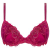 'Splendeur Soie' Raspberry Pink Silk Padded Plunge Bra, by Lise Charmel (pack shot, front view).
