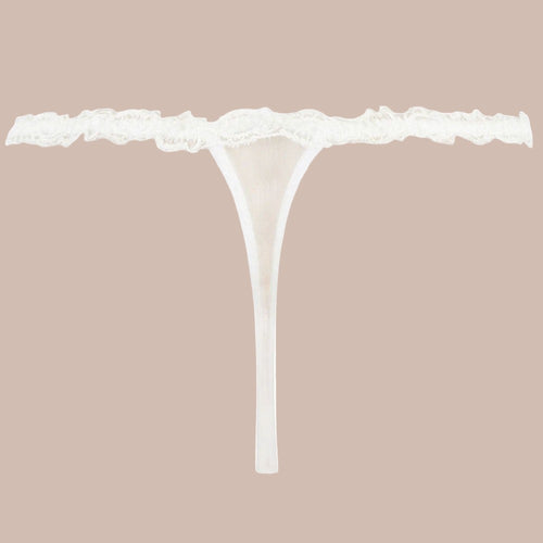 'Splendeur Soie' Ivory Sexy Thong, by Lise Charmel (pack shot, back) | Exceptional Luxury Lingerie | Sandra Dee