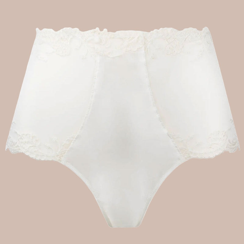 'Splendeur Soie' Ivory High Waisted Shorty, by Lise Charmel (pack shot, front).