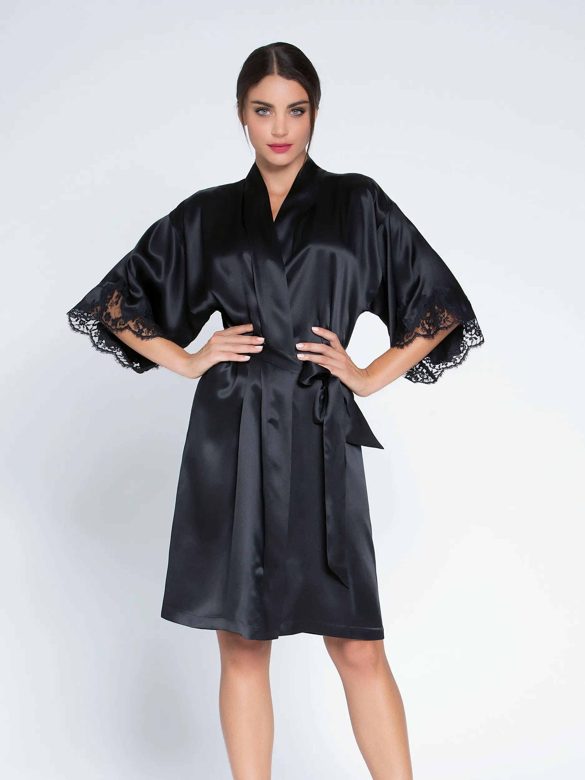 Lise Charmel 'Splendeur Soie' Black Silk Negligée Gown | Sandra Dee