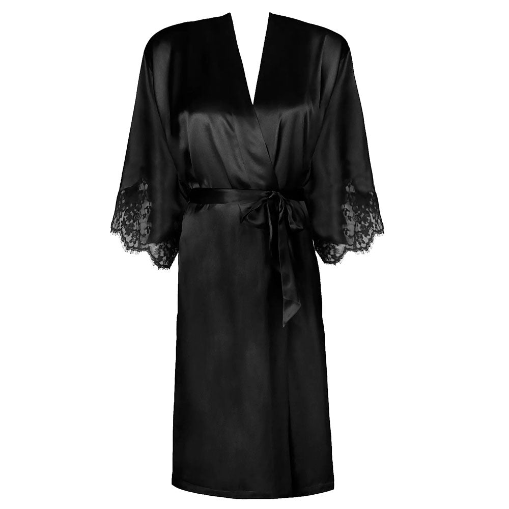 Lise Charmel 'Splendeur Soie' Black Silk Negligée Gown | Sandra Dee