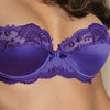 Model wearing 'Splendeur Soie' Violet Silk Half Cup Bra, by Lise Charmel (detail).