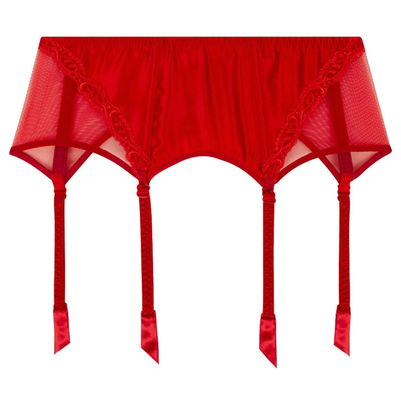 'Splendeur Soie' Suspender Belt in Rouge (red), by Lise Charmel (pack shot, back).