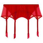 'Splendeur Soie' Suspender Belt in Rouge (red), by Lise Charmel (pack shot, front).