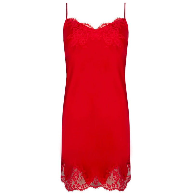 'Splendeur Soie' Night Dress in Rouge, from Lise Charmel (pack shot, front).