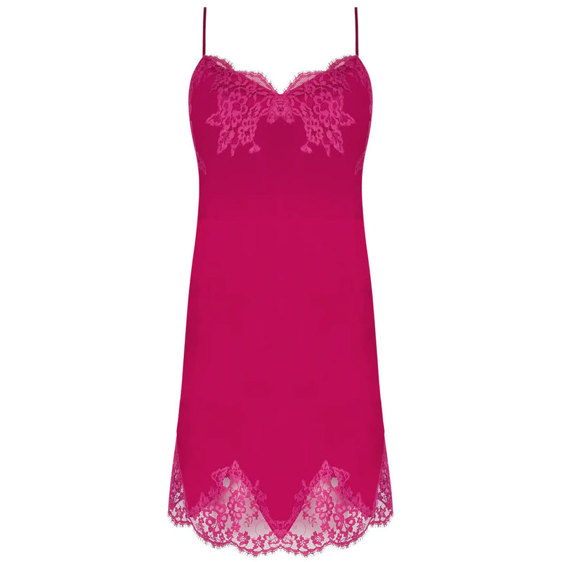 'Splendeur Soie' Pink Silk Night Dress/Chemise, by Lise Charmel (pack shot, front view).