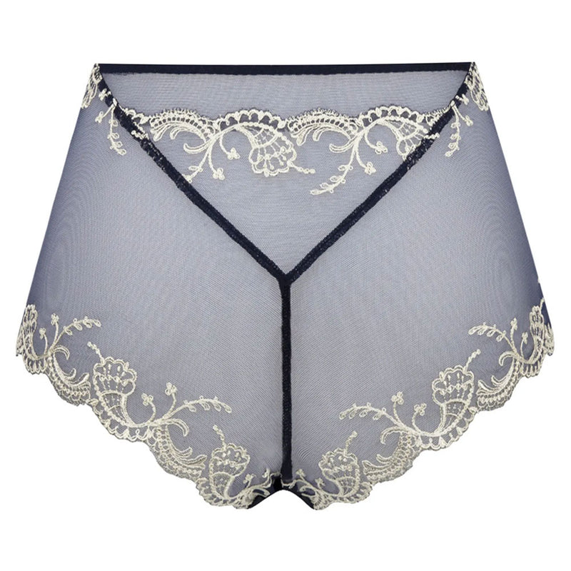 Lise Charmel 'Splendeur Soie' Navy Blue Silk High Waisted Shorty High Waist Brief Lise Charmel