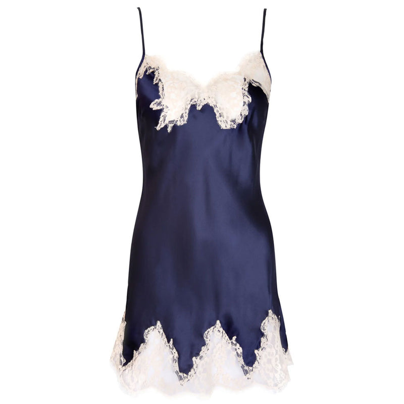 Lise Charmel 'Splendeur Soie' Navy Blue Silk Babydoll Nightie (pack shot, front)