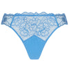 'Sublime en Dentelle' Azure Blue Thong, by Lise Charmel (pack shot, front view).