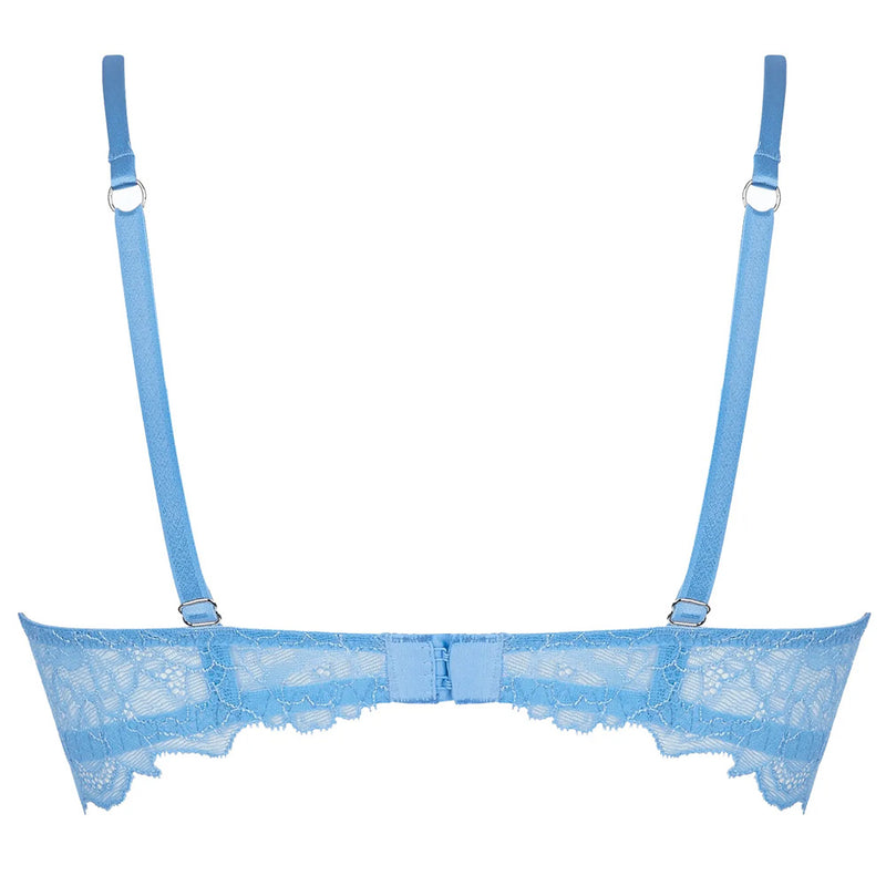 'Sublime en Dentelle' Azure Blue Half Cup Bra, by Lise Charmel (pack shot, back view).