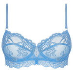 'Sublime en Dentelle' Azure Blue Half Cup Bra, by Lise Charmel (pack shot, front view).