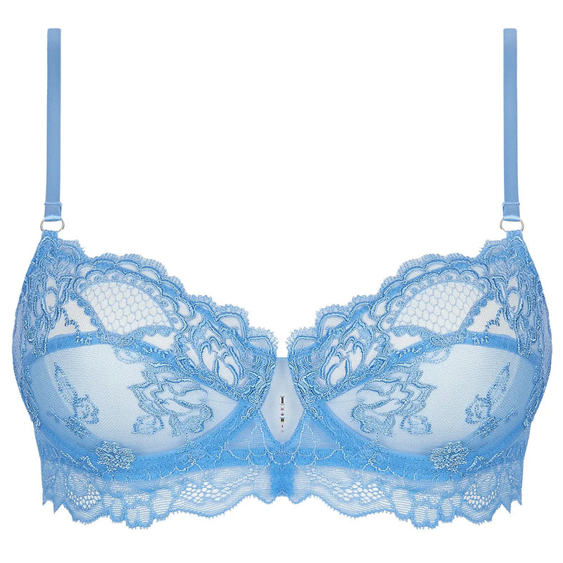 'Sublime en Dentelle' Azure Blue Half Cup Bra, by Lise Charmel (pack shot, front view).