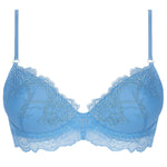 'Sublime en Dentelle' Azure Blue Contour Bra, by Lise Charmel (pack shot, front view).