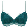 'Sublime en Dentelle' Viridian Green Padded Plunge Bra, by Lise Charmel (pack shot, front).