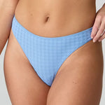 Model wearing 'Avero' Pastel Blue Thong, by Marie Jo (front view).