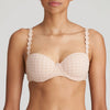 Model wearing 'Avero' Pearly Caffé Latte Padded Balcony Bra, by Marie Jo.