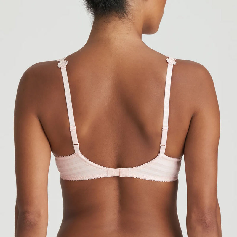 Model wearing 'Avero' Pearly Pink Push-Up Plunge Bra, by Marie Jo (back view).