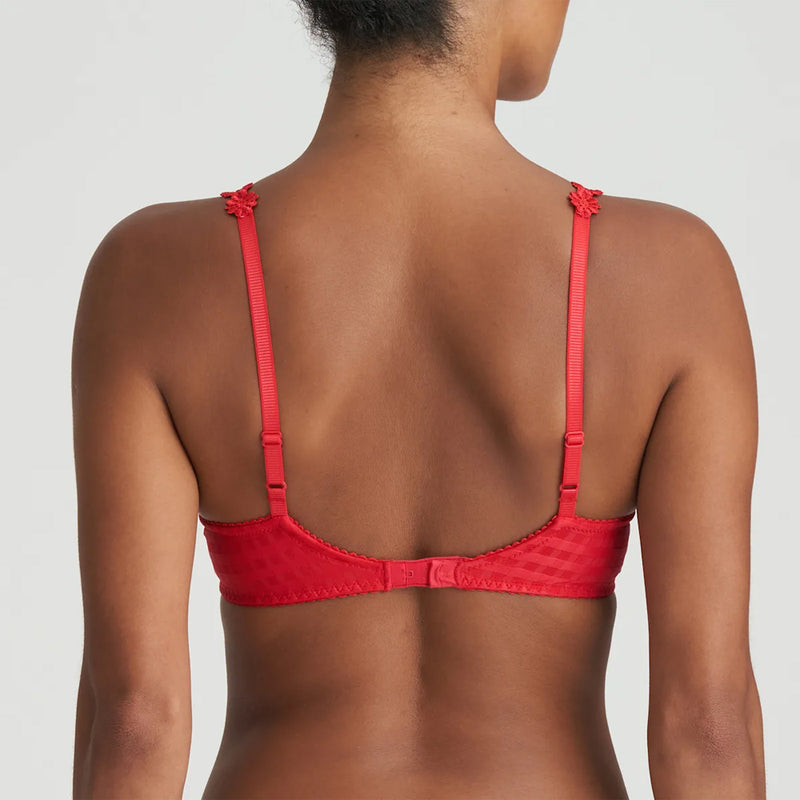 Model wearing 'Avero' Scarlet Push-Up Plunge Bra, by Marie Jo (back view).