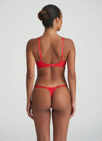 Model wearing 'Avero' Scarlet Push-Up Plunge Bra, by Marie Jo (back view).