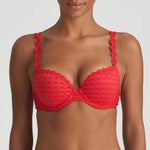 Model wearing 'Avero' Scarlet Push-Up Plunge Bra, by Marie Jo (front view).