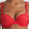 Model wearing 'Avero' Scarlet Push-Up Plunge Bra, by Marie Jo (front view, close up).