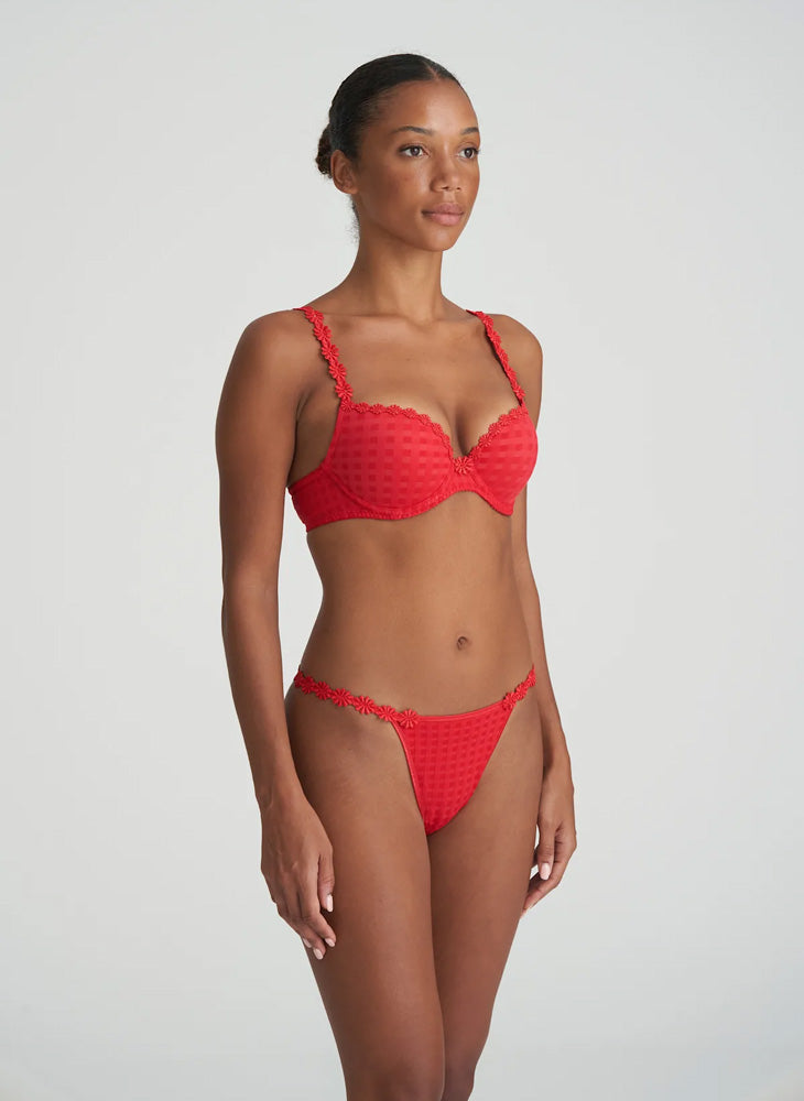 Model wearing 'Avero' Scarlet Push-Up Plunge Bra, by Marie Jo (side view).