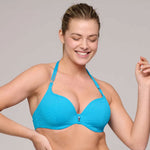 Model wearing 'Cherilyn' Padded Heartshape Bikini Top, by Marie Jo (front view).