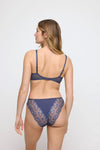 Model wearing 'Jane' Blue Shadow Italian Brief, by Marie Jo (back view).