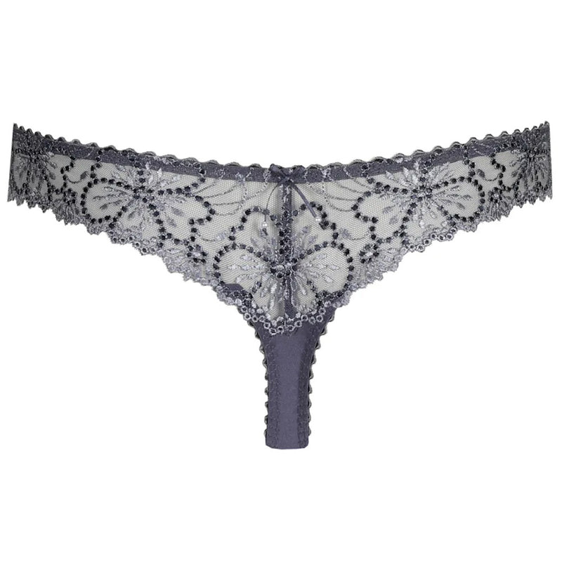 'Jane' Blue Shadow Thong, by Marie Jo (pack shot, back view).