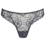'Jane' Blue Shadow Thong, by Marie Jo (pack shot, front view).