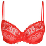 'Jane' Red Balconette Bra with Horizontal Seam, by Marie Jo (pack shot, front view).