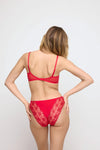 Model wearing 'Jane' True Red Italian Brief, by Marie Jo (back view).