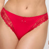 Model wearing 'Jane' True Red Italian Brief, by Marie Jo (front view, close up).