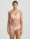 Model wearing 'Louie' Soft Pink Full Cup Bra, by Marie Jo (front view).