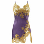 Marjolaine 'Egerie' Silk and Lace Chemise in Prune and Gold