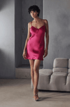 Model wearing 'Brooke' Magenta Babydoll Nightie, by Marjolaine (front view).