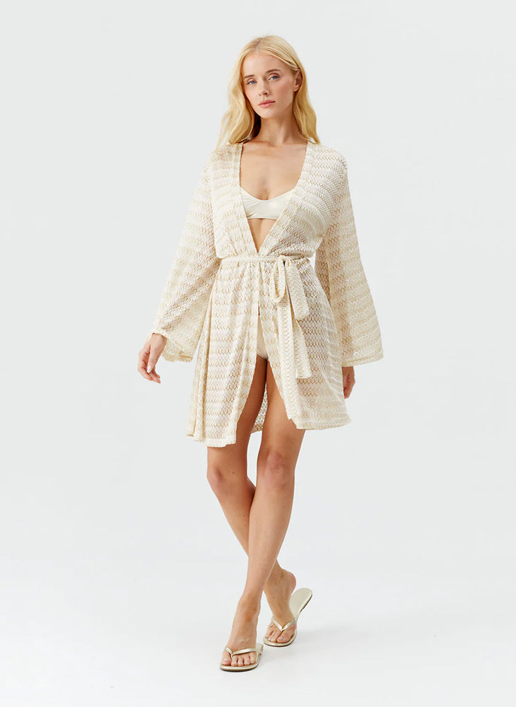 Melissa Odabash 'Anna' Ivory & Gold Kaftan