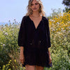 Model wearing 'Ashley' Black Kaftan, by Melissa Odabash.