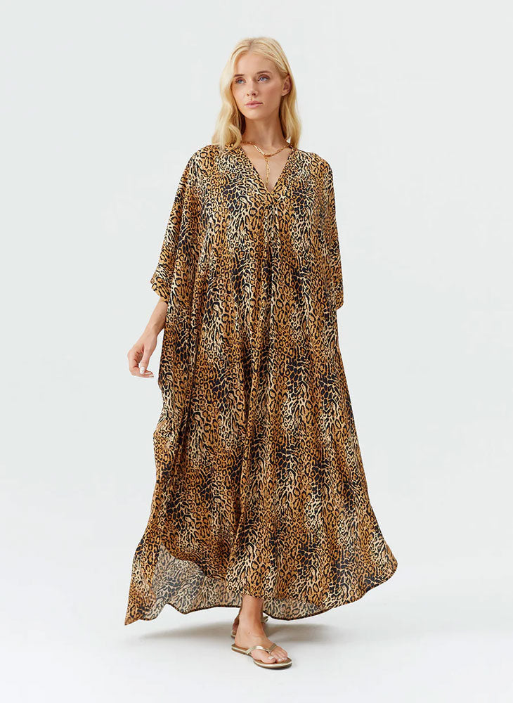 Melissa Odabash 'Bonnie' Cheetah Long Kaftan