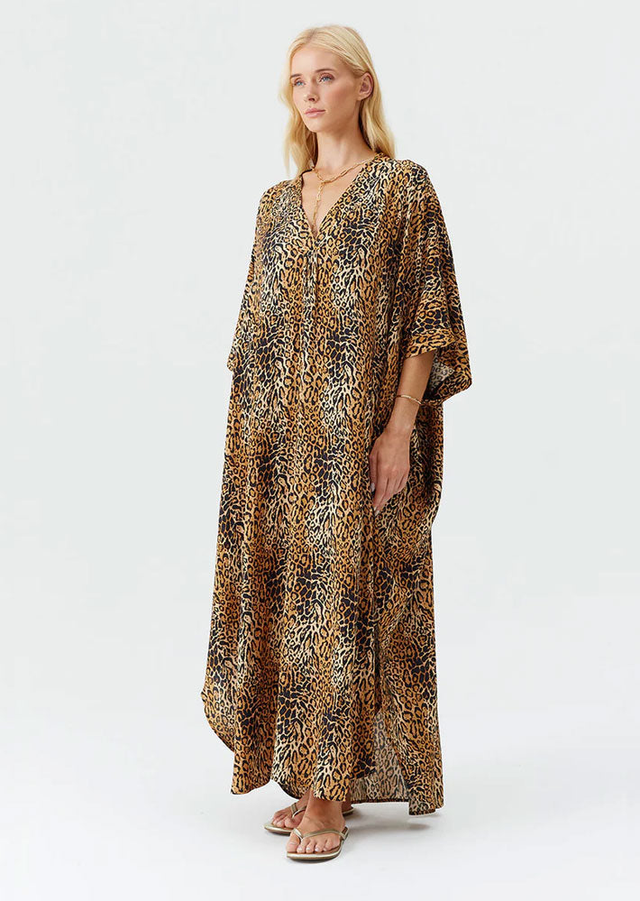 Melissa Odabash 'Bonnie' Cheetah Long Kaftan