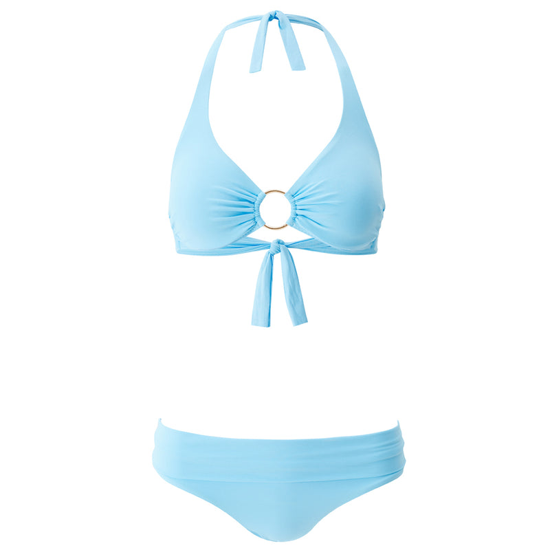 Brussels' Pale Blue Halterneck Bikini Set, by Melissa Odabash (pack shot, front).