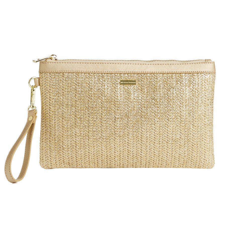 Melissa Odabash 'Capri' Gold Clutch Bag.