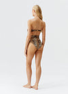 Model wearing 'Catania' Cheetah Bandeau Bikini Set, by Melissa Odabash (back view).