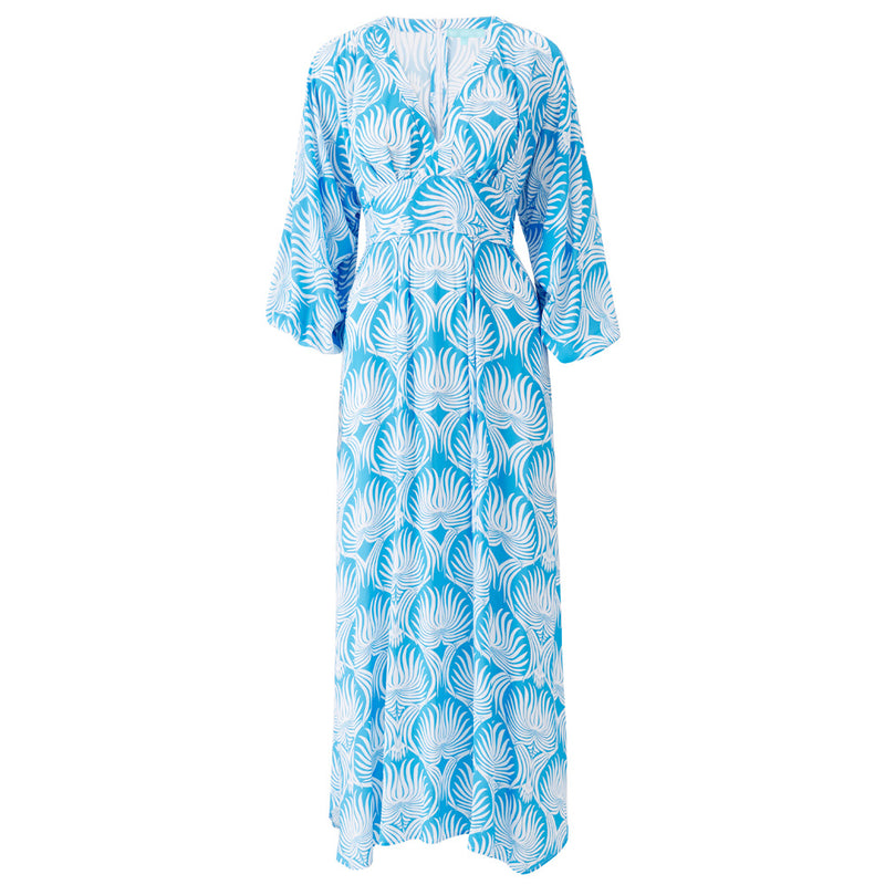 'Cecilia' Lotus Blue Maxi Beach Dress, by Melissa Odabash (pack shot, front view).