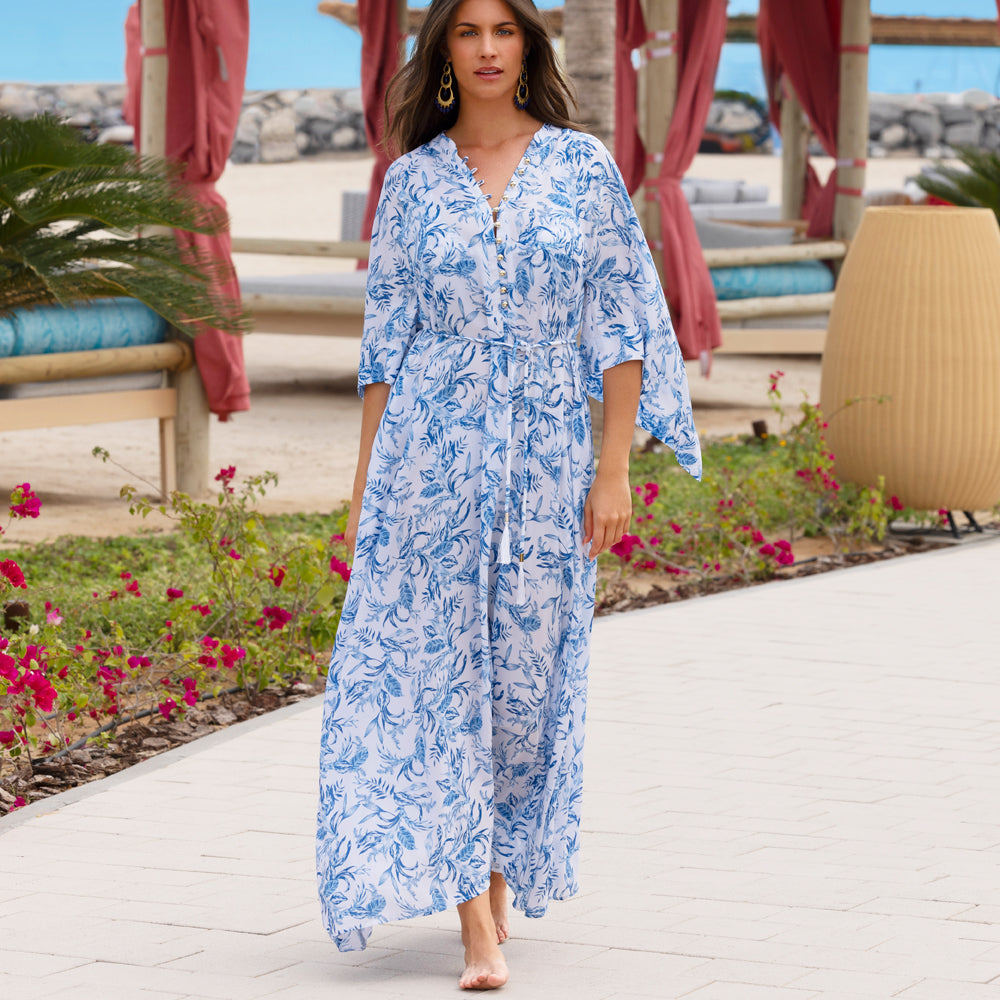Melissa Odabash 'Edith' Blue Leaf Beach Dress | Sandra Dee 12 (M) / Blue Leaf Melissa Odabash 'Edith' Blue Leaf Beach Dress | Sandra Dee 12 (M) / Blue Leaf